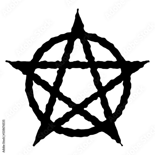 Pentagram sign five pointed star icon. Magical symbol of faith. Simple flat black illustration.