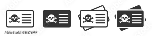 Id card with skull and crossbones icon. Vector illustration.