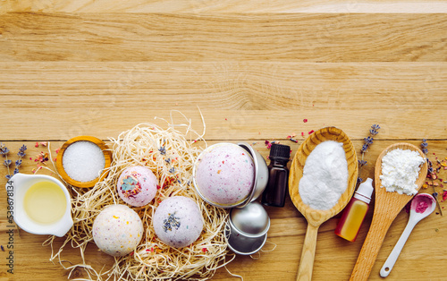 Принти на полотні Making fizzy bath bombs at home concept