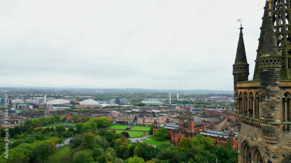 University of Glasgow - historic main building from above - aerial view - travel photography University of Glasgow - historic main building from above - aerial view - travel photography