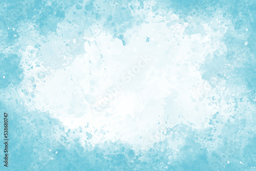 Abstract blue watercolor vector background. Grunge paint splash paper texture in pastel color. Light art ink aquarelle brush background