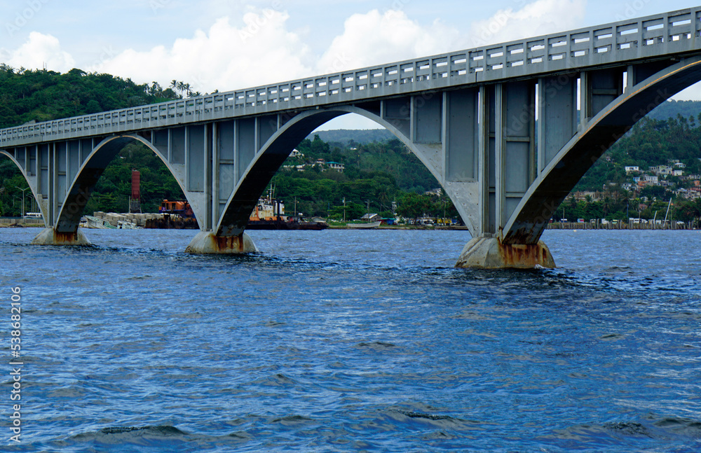 modern bridge in the bay of samana