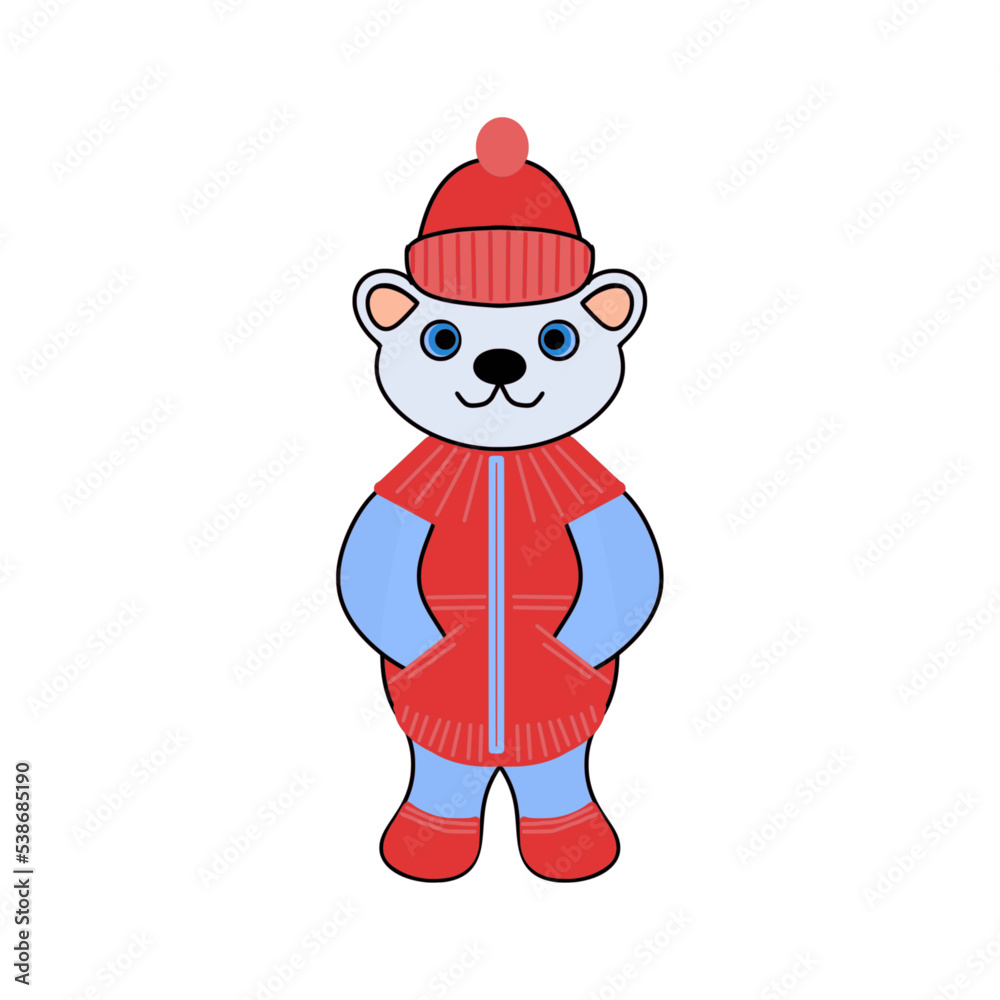 Polar bear, cartoon color drawing of a character, on a transparent background, for print and design Polar bear, cartoon color drawing of a character, on a transparent background, for print and design