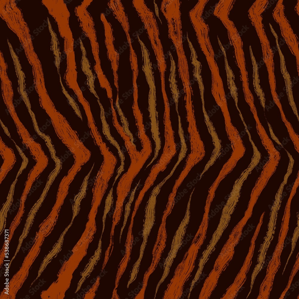 Hand drawn seamless tiger skin pattern. Chalk painted animal striped texture Hand drawn seamless tiger skin pattern. Chalk painted animal striped texture