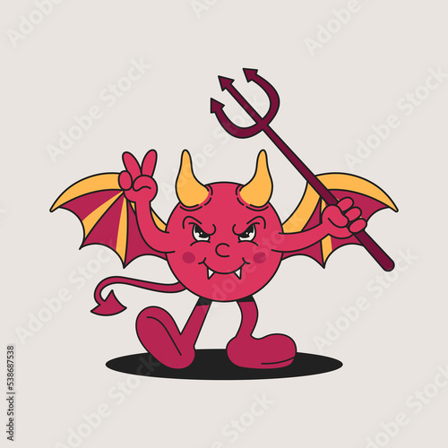 Cartoon cute devil. vector illustration for logo icon or sticker. Cute devil vector illustration print for t-shirts and postcards