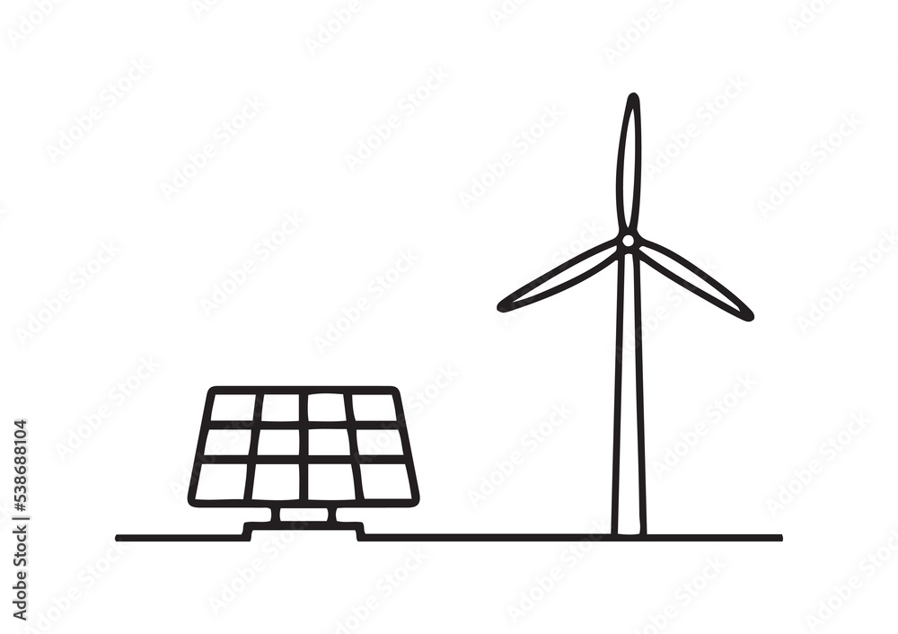 Solar and wind energy. Renewable energy sources Stock Vector Adobe Stock