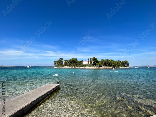 Blue sea horizon  blue sky  natural colors  pure sea water surface