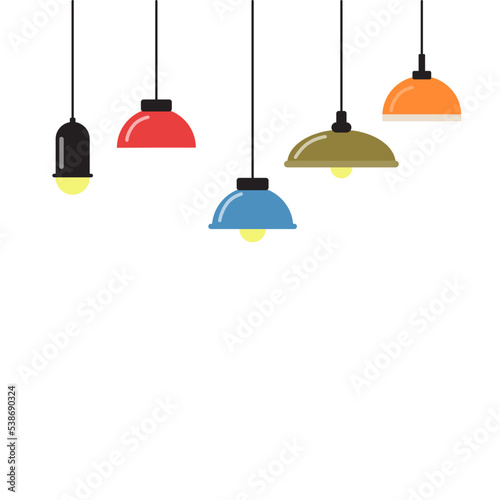Light bulbs. modern lamps interior decoration backgrounds. vector in cartoon style