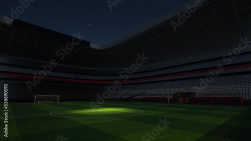 Football stadium at night. An imaginary stadium is modelled and rendered, 3d illustration 