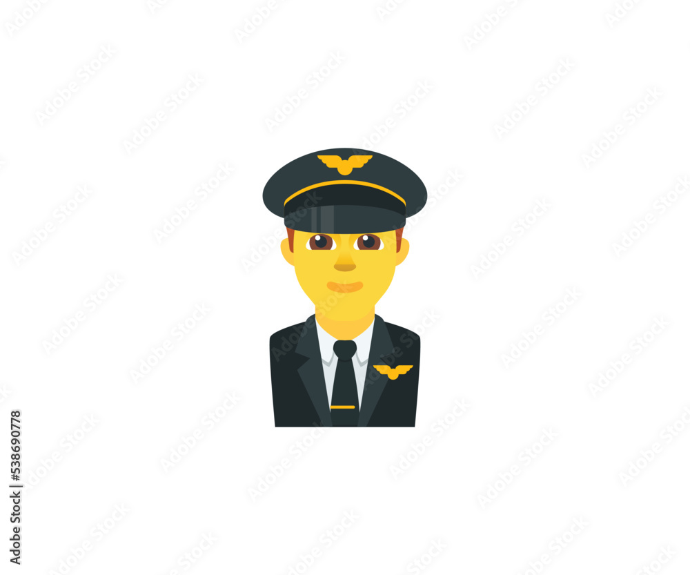 Pilot Vector Isolated Character. Pilot Icon