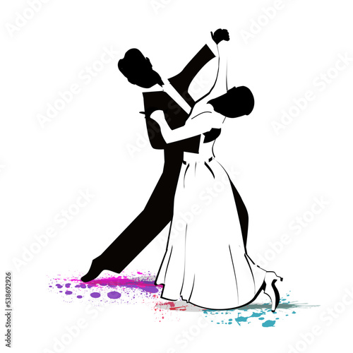 Ballroom dancing. Dancing couple. Vector illustration