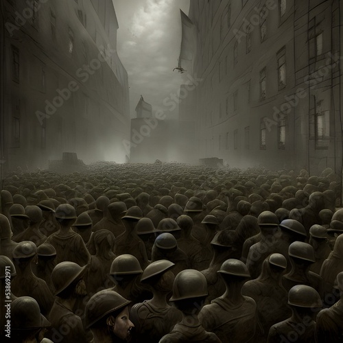 Robot holocaust grim Black and white 