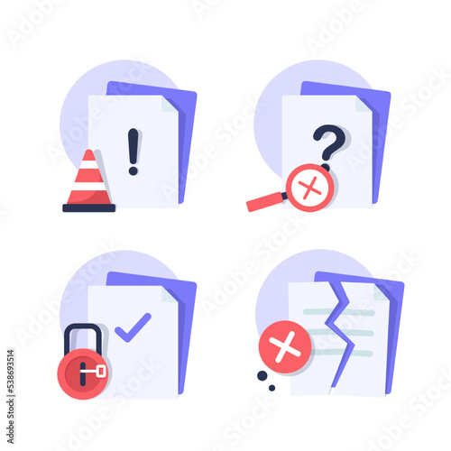 no result data, document or file not found concept illustration flat design