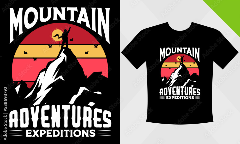 Mountain t-shirt design template eps file for mountain vector Mountain t-shirt design template eps file for mountain vector