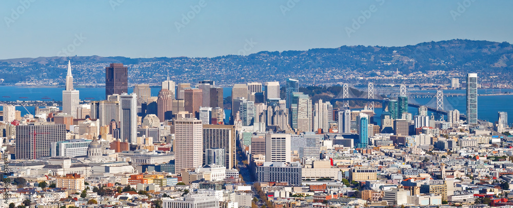 Panoramic cityscape of San Francisco at sunny day, San Francisco, USA