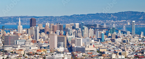 Panoramic cityscape of San Francisco at sunny day  San Francisco  USA