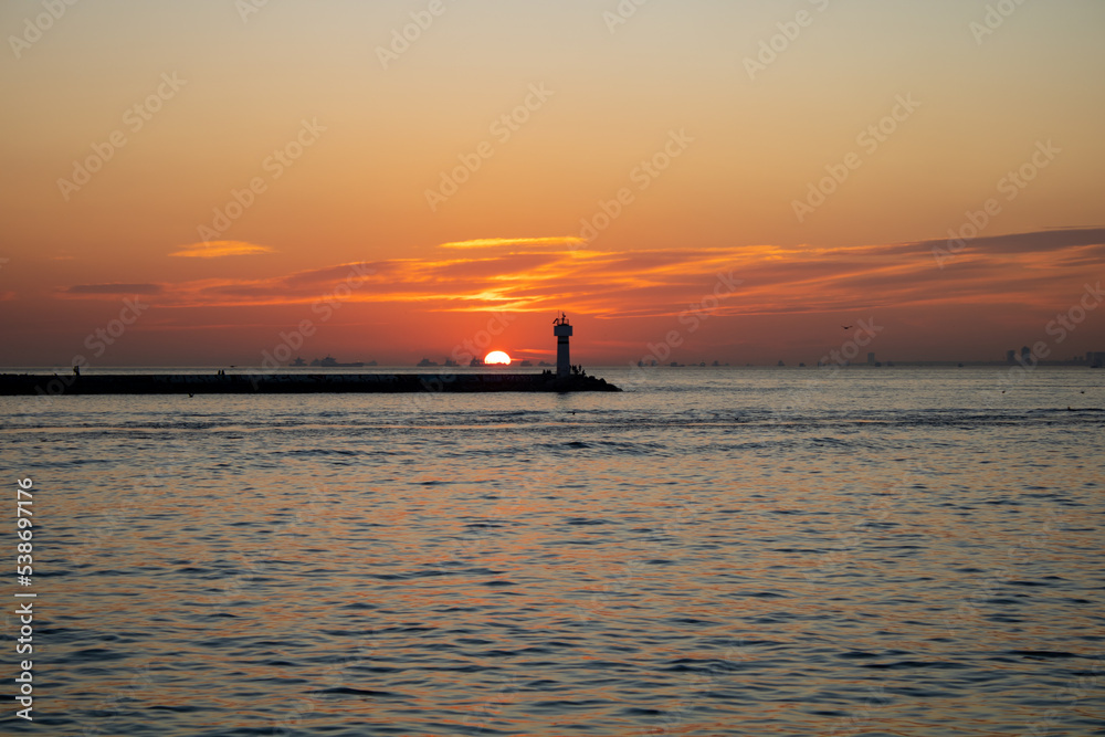 Beautiful sunset view over the sea, sunset shot Beautiful sunset view over the sea, sunset shot
