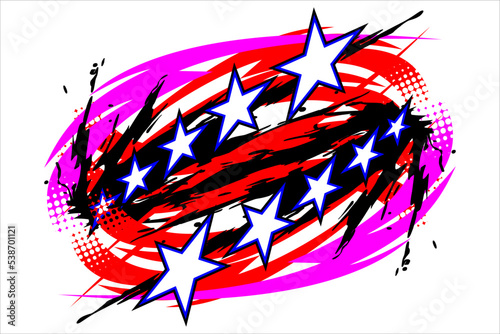 Unique racing background vector design with bright colors and star and splash effects. Perfect for your vehicle wrap design.