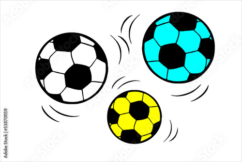 vector design of three different colored balls  such as black and white  black yellow  and black turquoise