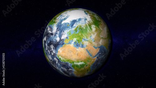 Realistic Earth globe focused on Europe