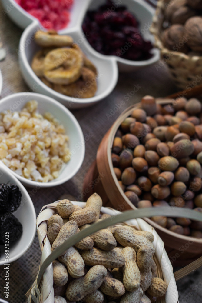 Bar with granola, dried fruits and nuts Bar with granola, dried fruits and nuts