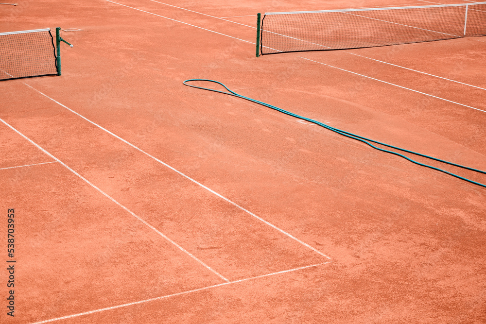 Tennis court. Empty outdoor tennis court