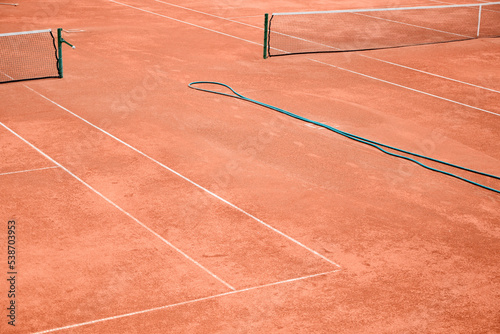 Tennis court. Empty outdoor tennis court © drobacphoto