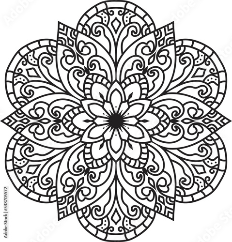 Black and white Mandala illustration Hand drawn outline Mandala.Mandalas for coloring book 
