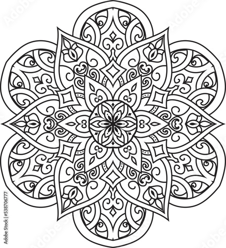 Mandala isolated on the white background.Doodle pattern.ornament design for coloring page