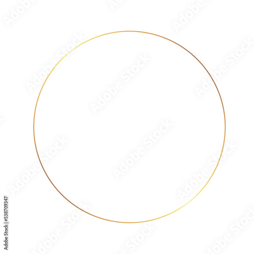 Golden thin circle round ring frame on the white background.  Perfect design for headline, logo and sale banner. Vector