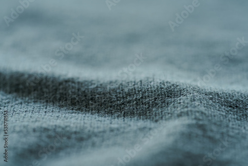 closeup of blue mixed linen cotton natural fabric photo