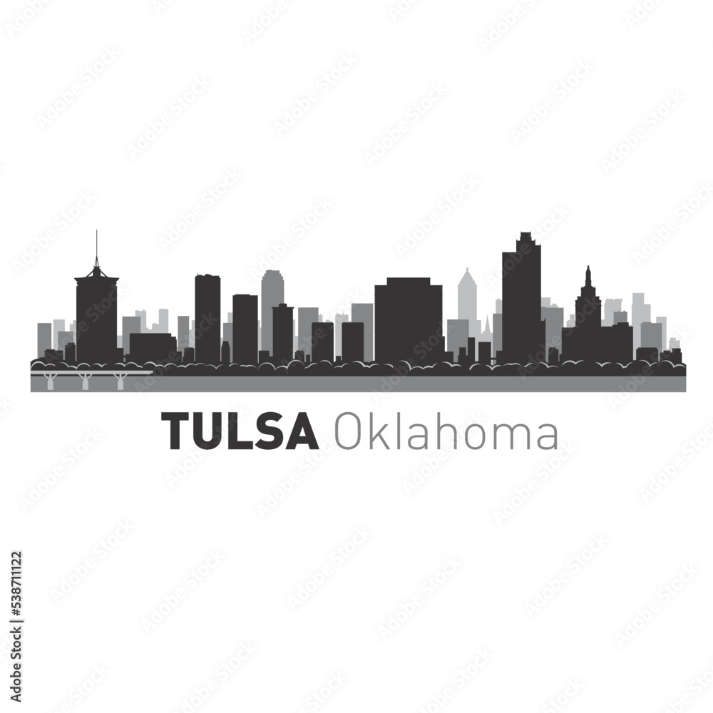 Tulsa Oklahoma city skyline vector illustration