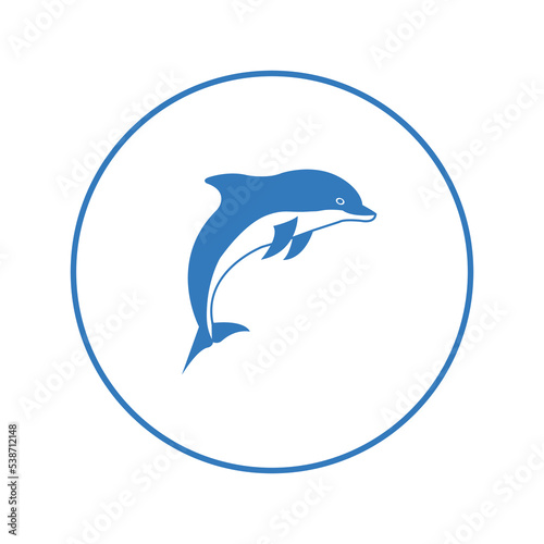 Jumping sea dolphin fish icon   Circle version icon  