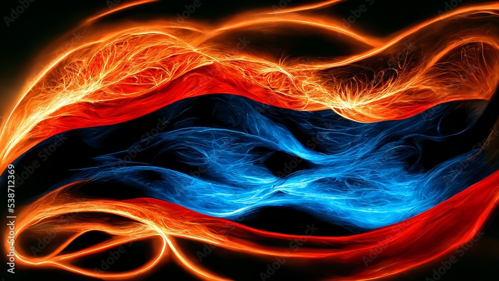 Obraz premium abstract illustration of red and blue flames glowing in the dark