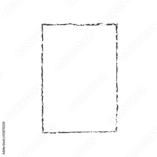 Hand drawn rectangle frame. Text box from smears. Black stroke border felt-tip pen object.