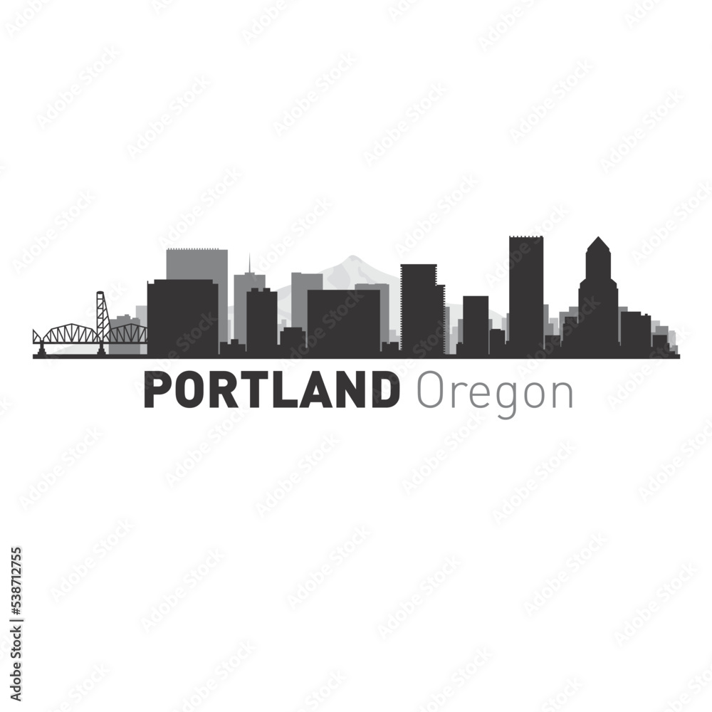 Portland Oregon city skyline vector graphics 