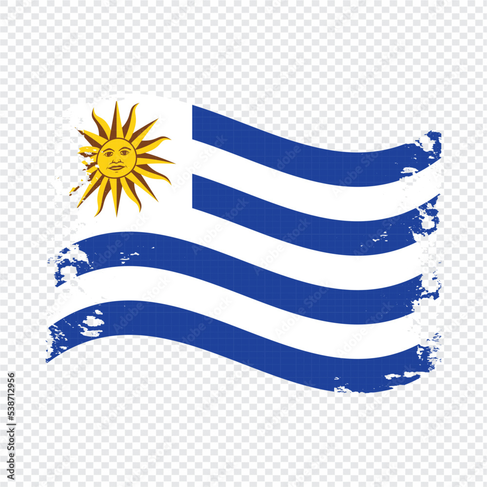 Obraz premium Uruguay Flag Transparent Watercolor Painted Brush