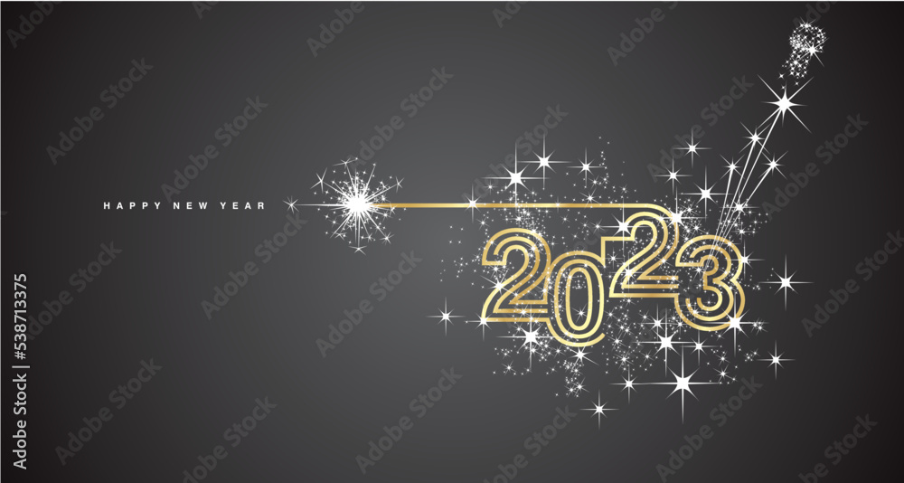 New years eve 2023 compact golden triple line design white sparkler