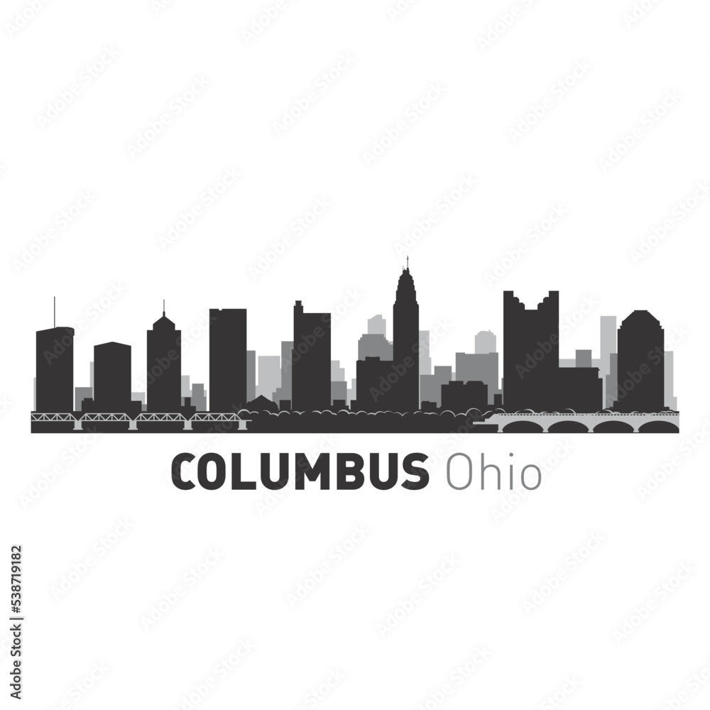 Columbus Ohio city skyline vector graphics