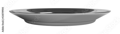 Isolated Top View of Empty Silver Plate  Modern Crockery on White Background  Realistic Shot of 3D Illustration.