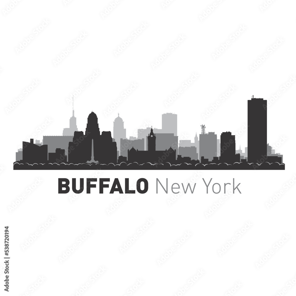 Buffalo New York city skyline vector graphics