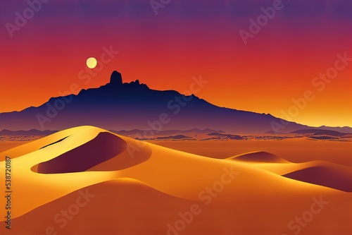 Desert Dream 2d Graphic  Sunset the Desert Vibes in Arizona  Desert vibes 2d graphic print design for apparel  stickers  posters  background and others. Outdoor western vintage artwork.