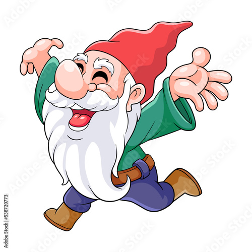 Cartoon happy gnomes on white background