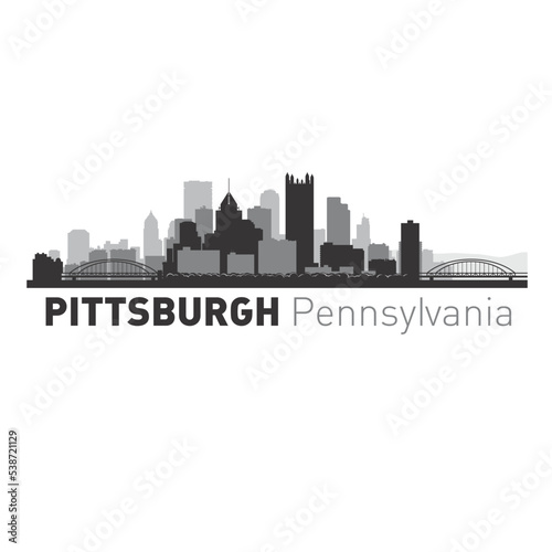 Pittsburgh Pennsylvania city skyline vector graphics