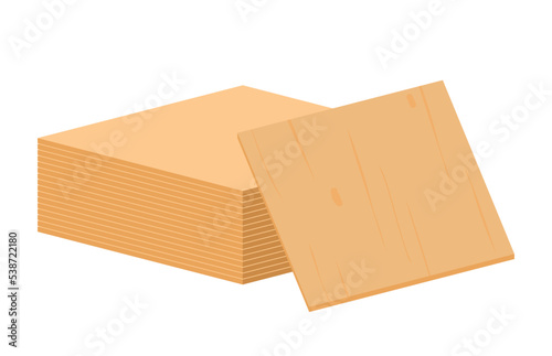 Wood sheets icon. Material for building house, strengthening floor or ceiling, walls, protection from wind and cold weather. Thermal insulation, construction. Cartoon flat vector illustration