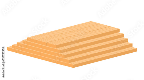 Stack of boards icon. Wooden inventory for floor construction, thermal insulation, cold weather protection. Graphic element for website. Construction material concept. Cartoon flat vector illustration