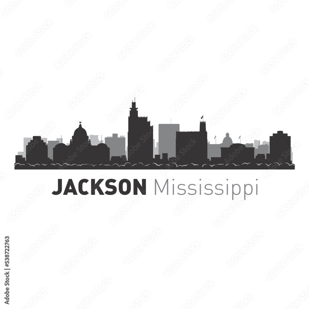 Jackson Mississippi city skyline vector graphics