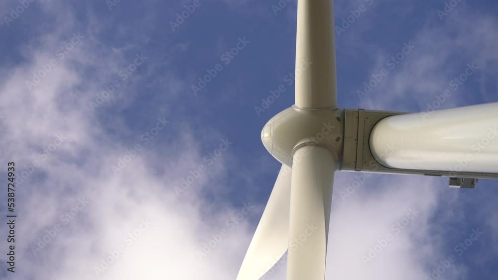 Windmill Propeller Rotating In Close Up - bottom view Windmill Propeller Rotating In Close Up - bottom view