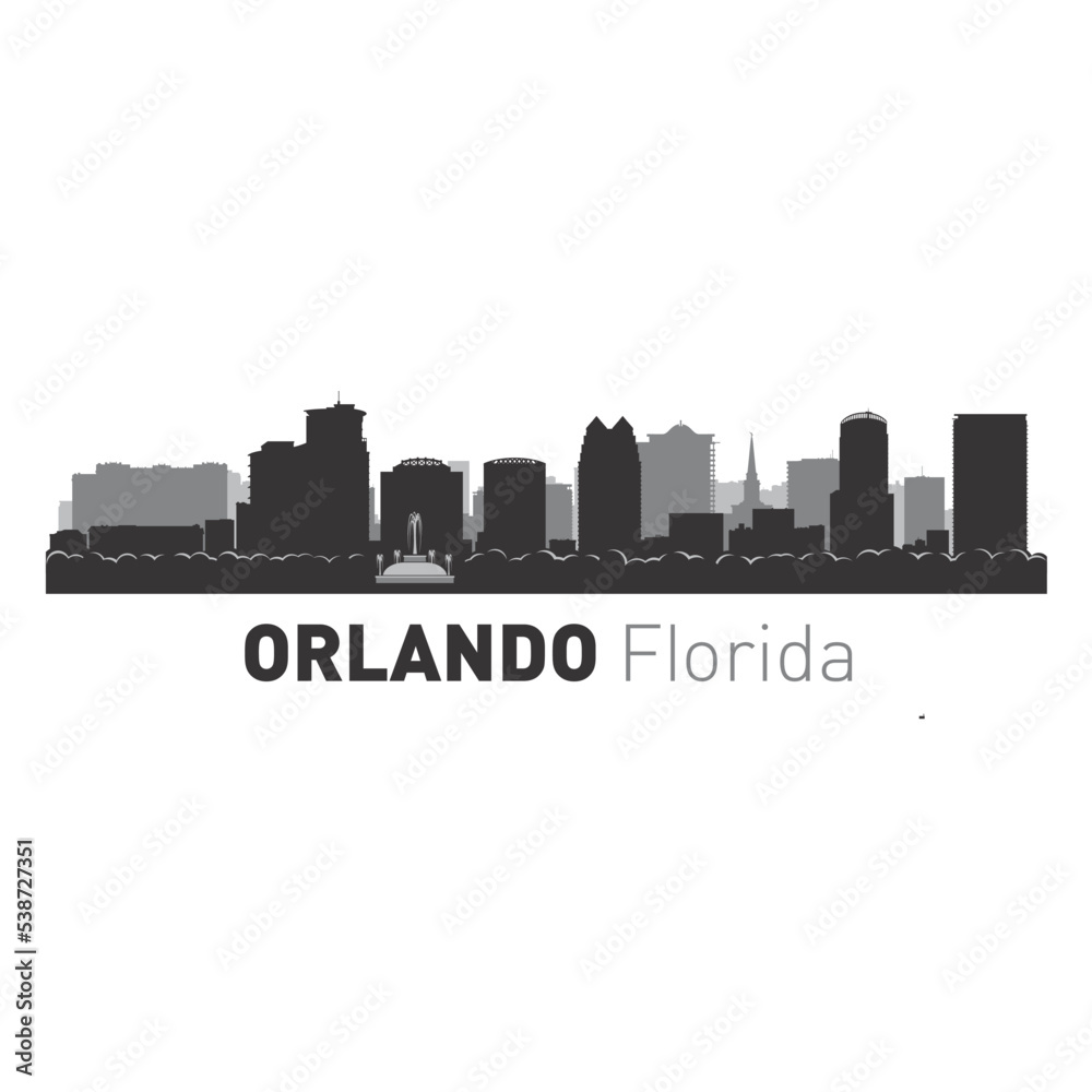 Orlando Florida city skyline vector graphics