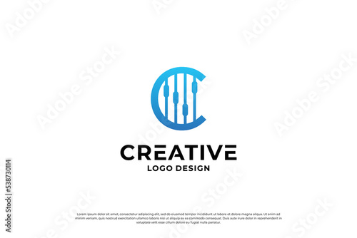 Letter C logo design template. Creative initial letters C logo design symbol. © Dendika